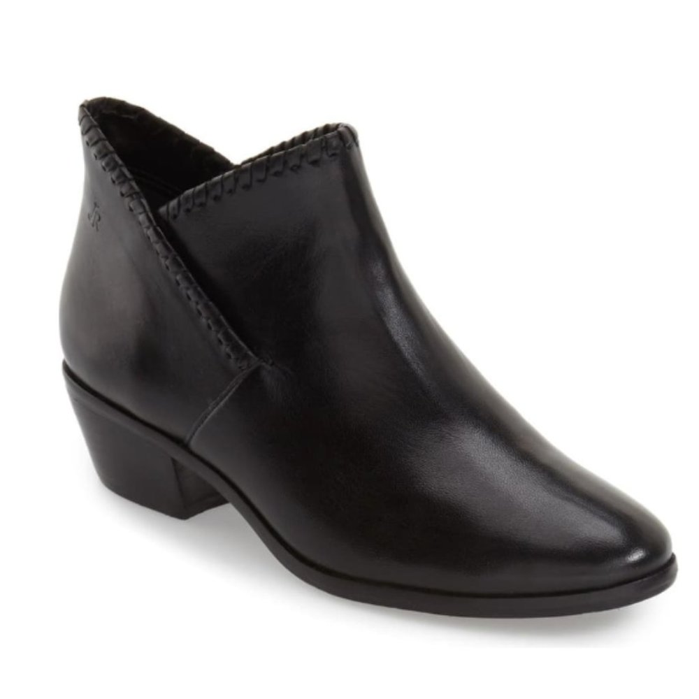 Jack Rogers Leather Black Block Heel Boot Bootie 7